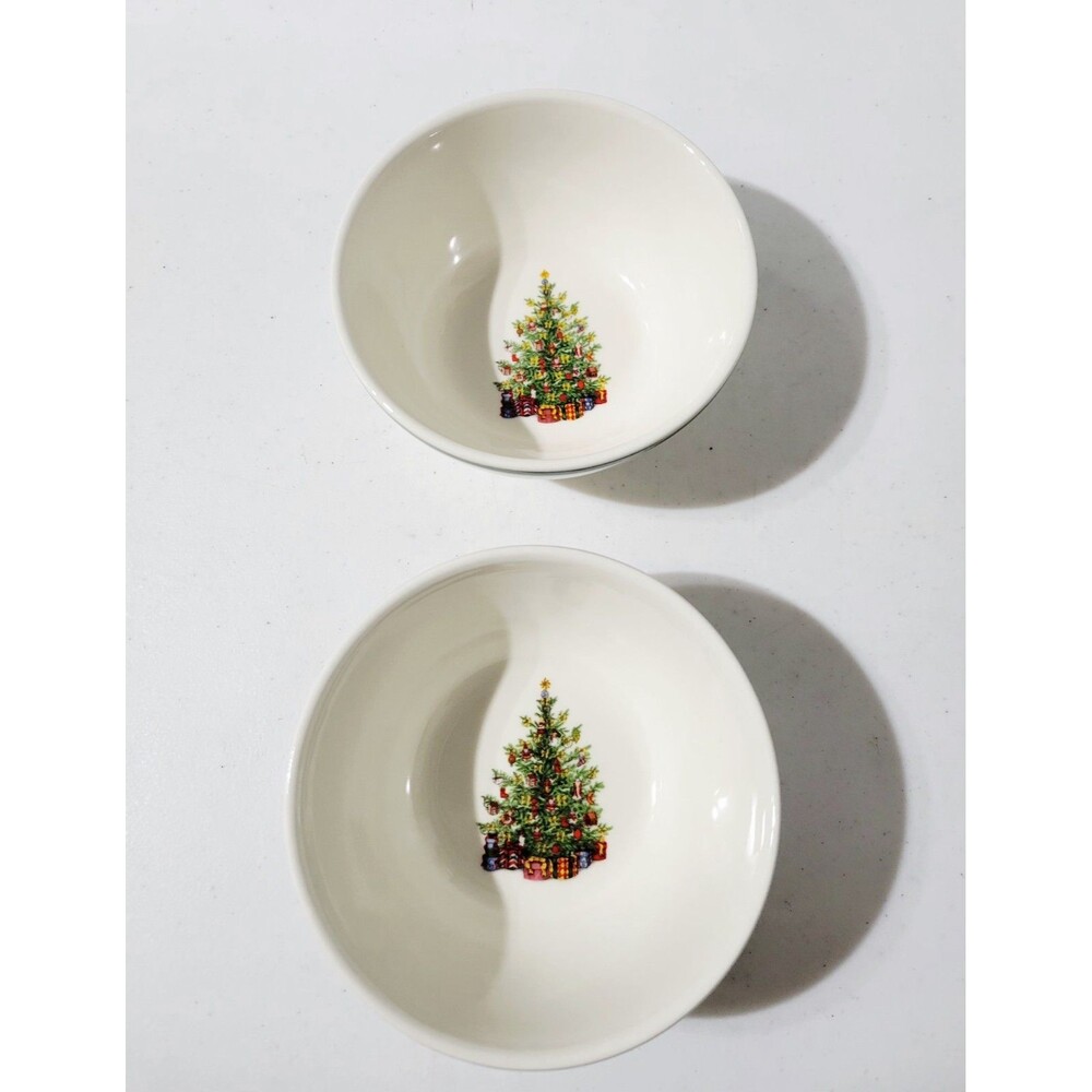 Set Of 2 Christopher Radko Holiday Celebrations Cereal Bowls 5 3/8 Inch EUC